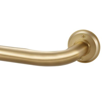 1 1/8 Inch Diameter Room Darkening Curtain Rods 84-134, Heavy Duty Window Wrap Around Drapery Rod with Aluminum Bracket, All Accessories, Wall Mounted Ceiling Mounted, Adjustable Length, Brushed Gold