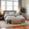 Furnifact Amber Finish Banana Leaf Trunk Elegant Blanket Chest, Woven Storage Basket with Lid for Bedroom or Living Room Organization view 2