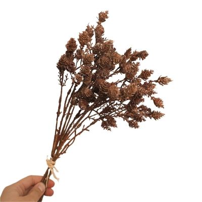 3-pack autumn pine cone branches 16.5-inch realistic pine cone bouquets suitable for Thanksgiving decorations, home flower arrangements, living room entrance ornaments, and autumn crafts(Coffee)