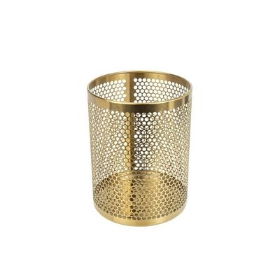 bleslin Garbage Bin, Golden Trash Can Stainless Steel Hollow Garbage Bin Waste Paper Basket Kitchen Office Rubbish Container Recycle Bin,Indoor Trash Cans