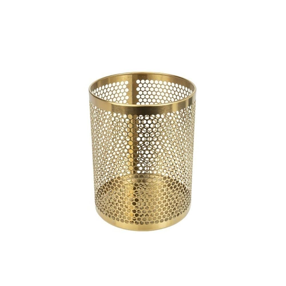 bleslin Garbage Bin, Golden Trash Can Stainless Steel Hollow Garbage Bin Waste Paper Basket Kitchen Office Rubbish Container Recycle Bin,Indoor Trash Cans
