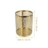 bleslin Garbage Bin, Golden Trash Can Stainless Steel Hollow Garbage Bin Waste Paper Basket Kitchen Office Rubbish Container Recycle Bin,Indoor Trash Cans view 2