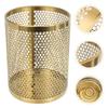 bleslin Garbage Bin, Golden Trash Can Stainless Steel Hollow Garbage Bin Waste Paper Basket Kitchen Office Rubbish Container Recycle Bin,Indoor Trash Cans view 3