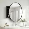HOUSE REFLECTION 28 Inch Round Medicine Cabinets for Bathroom Metal Frame, Adjustable Glass Shelves, HD Distortion Free Mirror Glass, Rust Resistant & Moisture-Proof, Mirrored Cabinet Door,Black view 1