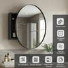 HOUSE REFLECTION 28 Inch Round Medicine Cabinets for Bathroom Metal Frame, Adjustable Glass Shelves, HD Distortion Free Mirror Glass, Rust Resistant & Moisture-Proof, Mirrored Cabinet Door,Black view 3