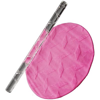 Printed Rolling Pin, Acrylic Clear Embossing Rolling Pin Cute Kitchen Decor DIY Tool for Baking Fondant Pizza Pie Pastry Pasta Dough Cookies (Rhombus geometry)
