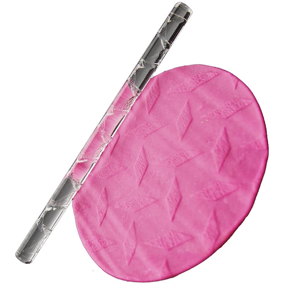 Printed Rolling Pin, Acrylic Clear Embossing Rolling Pin Cute Kitchen Decor DIY Tool for Baking Fondant Pizza Pie Pastry Pasta Dough Cookies (Rhombus geometry)