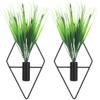 2 Hanging Wall With Artificial Greenery, Diamond-Shaped Metal Plant Holders, Stylish Indoor Wall Decor For Apartment, Studio, Or House view 1