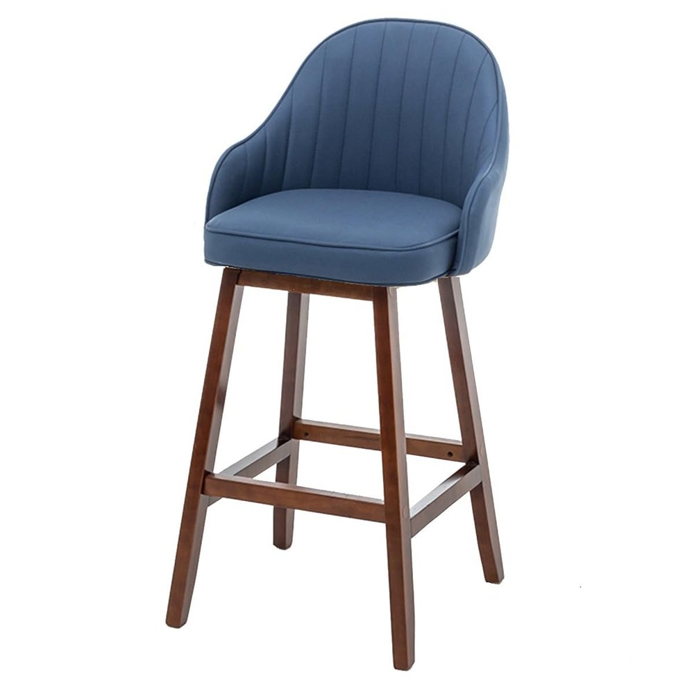 27.5" Modern Upholstered Bar Stools with Backrest - Stylish Counter Height Kitchen Island Chairs for Dining Room, Home, Cafe - Comfortable Seating (Blue)