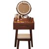 Pubstbos Solid Wood Dressing Table with Stool and Makeup Mirror Bedroom Vanity Table with Multiple Storage Spaces Dressers view 1