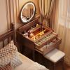 Pubstbos Solid Wood Dressing Table with Stool and Makeup Mirror Bedroom Vanity Table with Multiple Storage Spaces Dressers view 2