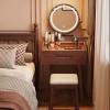 Pubstbos Solid Wood Dressing Table with Stool and Makeup Mirror Bedroom Vanity Table with Multiple Storage Spaces Dressers view 3