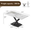 63" Modern Dining Table for 4-6 People, White Sintered Stone Table Top with X-Shape Carbon Steel Pedestal, Large Rectangular Table for Kitchen Living Room view 2