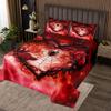 Erosebridal Red Gothic Quilt Set Twin Romantic Love Heart Rose Flower Bedspread Goth Spider Web Floral Coverlet Set for Kids Adults,Halloween Smoke Bedding Quilted view 1