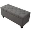Folding Storage 100X40X45Cm Household Shoe Changing Stool Tufted Top Large Storage Space Multifunctional Footstool Artificial Leather Sturdy Solid Wood Feet 150Kg,Grey,Size view 1