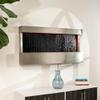 XBrand 47" Indoor Wall-Mounted Waterfall Mirror Fountain with LED Lighting, Silver Metal Dcor, and Rock Base  Modern Relaxing Water Feature for Home view 2