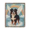 Woven Blanket, Tricolor Australian Shepherd, Angel in Memory of Dog, Rainbow Bridge Memorial Gift, Throw Blanket, Pet Lover view 1