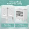 30" Bathroom Vanity with Sink, Two Doors with Shelf, Soft Close Door Hinges, Vintage Style, Black (30" Bathroom Vanity, White + Ceramic+MDF + Rubber Wood) view 3