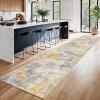 2'6''x14' Washable Kitchen Runner Rug: Modern Abstract Runners for Hallway Soft Non Slip Rugs with Rubber Backing Low Pile Thin Floor Carpet for Entryway Bedroom Bathroom Indoor(Grey/Yellow,2'6''x14') view 2