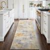 2'6''x8' Washable Kitchen Runner Rug: Modern Abstract Runners for Hallway Soft Non Slip Rugs with Rubber Backing Low Pile Thin Floor Carpet for Entryway Bedroom Bathroom Indoor(Grey/Yellow,2'6''x8') view 1
