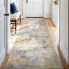 2'6''x8' Washable Kitchen Runner Rug: Modern Abstract Runners for Hallway Soft Non Slip Rugs with Rubber Backing Low Pile Thin Floor Carpet for Entryway Bedroom Bathroom Indoor(Grey/Yellow,2'6''x8') view 2