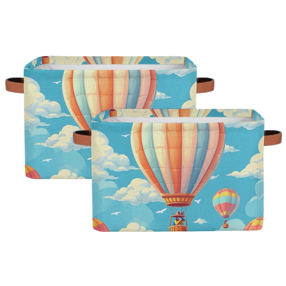 Beautiful Hot Air Balloon Storage Bins Basket, Hot Air Balloon Collapsible Rectangle Storage Box With Handles Toy Organizer Bin for Shelf Closet/Home/Bedroom/Kids Room/Laundry Room 1(pack)