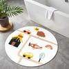32" White Yellow and Red Cotton Cars Round Youthful Bath Rug view 2