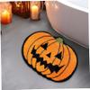 Meyrwoy Pumpkin Door Mat 15.8x23.6'' Imitation Cashmere Pumpkin Bath Mat with Spooky Anti-Slip Water Absorbent Halloween Bath for Bathroom Front Door, Home Decor view 2