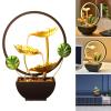 jiahesuw Indoor Table top Fountain 3 Tiered Leaf Waterfall with LED Light and Stones for Home Decoration Relaxation view 2