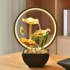 jiahesuw Indoor Table top Fountain 3 Tiered Leaf Waterfall with LED Light and Stones for Home Decoration Relaxation view 3
