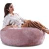 4FT Memory Foam Bean Bag for Adults, Super Soft Flannel Cover, Filled Bean Bag Chair, Cozy Reading Chair for Living Room & Bedroom (Pink) view 1