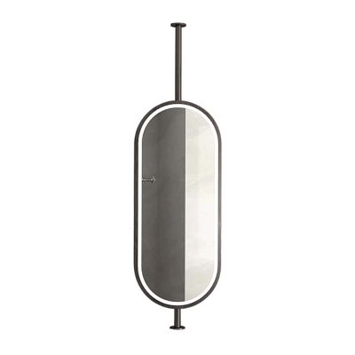 360 Rotatable Oval Double Sided Mirror, 3 Colors Dimmable Light, Suitable for Shaving, Makeup Suitable for Hotel Apartment Decoration(Black,50x80cm)