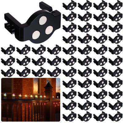 Blulu 150 Pcs Christmas Magnetic Light Clips Bulk, Triple-Disc, Compatible with C7 C9 Sockets, Christmas Magnetic Socket Clips for Xmas Decor String Lights Holiday Outdoor Patio Metal Fence(Black)