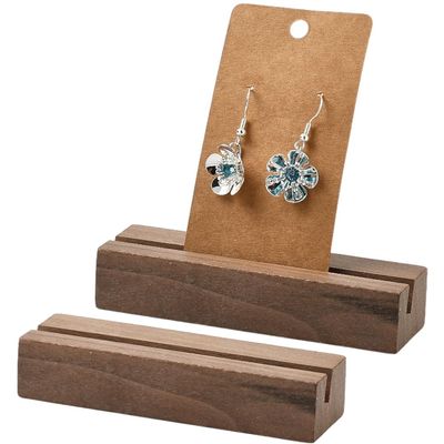 Beebeecraft 2Pcs Wooden Place Card Holders Camel Color Price Tags Stands for Retail Shop Cafe Home Wedding Dinner Party Events Decoration