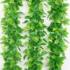 2 Pack Artificial Vine Plants - 95" Fake Hanging Greenery with 135 Leaves per Strand, Ultra-Dense Plastic Ivy Vines for Wall Decor (2.75" Leaves), Indoor Outdoor Fake Plants view 2