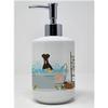 7.25 x 3.5 in. Natural Ear Black & Tan Doberman Pinscher Ceramic Soap Dispenser view 1