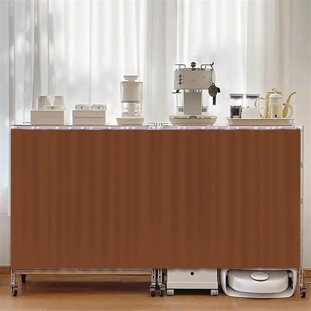 Wokuaile Desk Curtain Skirt for Classroom, Privacy Closet Curtain Window Panel for Kitchen, Bathroom, Shelves, Coffee, 59" W x 24" L