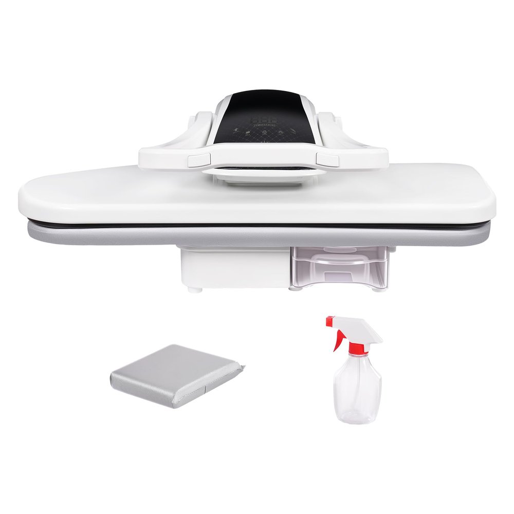 Intelligent Steam Press, 1600W Digital Steam Press with 5 Fabric Settings, Compact Steam Iron Press Machine with LED Touch Screen for Home Business 26 * 20.8 * 10.2 in (White)