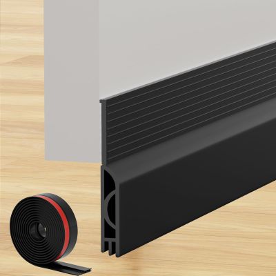 Under Door Draft Stopper, Self-Adhesive Door Sweep for Bottom of Door, Weather Stripping Doors Seal Soundproofing Insulation Strip, Doors Bottom Gap Blocker for Exterior/Interior (78Inch, Black)