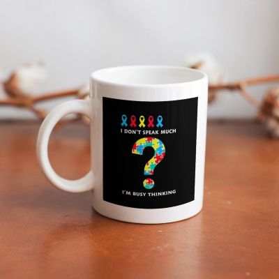 11 Oz Ceramic White Mug Autism Awareness Question Mark Classic Cup with Handle for Men Women Gifts Home Office