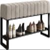 Entryway Hallway Storage Shoe CabinetUpholstered Entryway Shoe Bench with Storage, Bench for Bedroom End of Bed, 2 Tier Black Metal Shoe Rack for Closet Hallway Doorway Living Room Mudroom view 1