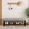 Entryway Hallway Storage Shoe CabinetUpholstered Entryway Shoe Bench with Storage, Bench for Bedroom End of Bed, 2 Tier Black Metal Shoe Rack for Closet Hallway Doorway Living Room Mudroom view 2