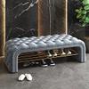 Freestanding Multi-Layer Space Saving Storage Large-Capacity Dustproof Shoe Storage CabinetModern Velvet Shoe Storage Bench Seat with Shoe Rack and Cabinet Button Entry Bench for Bed End Co view 1