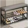 Freestanding Multi-Layer Space Saving Storage Large-Capacity Dustproof Shoe Storage CabinetMetal Entryway Bench with Shoe Storage - Industrial 2-Tier Shoe Rack for Hallway and Entryway - S view 1