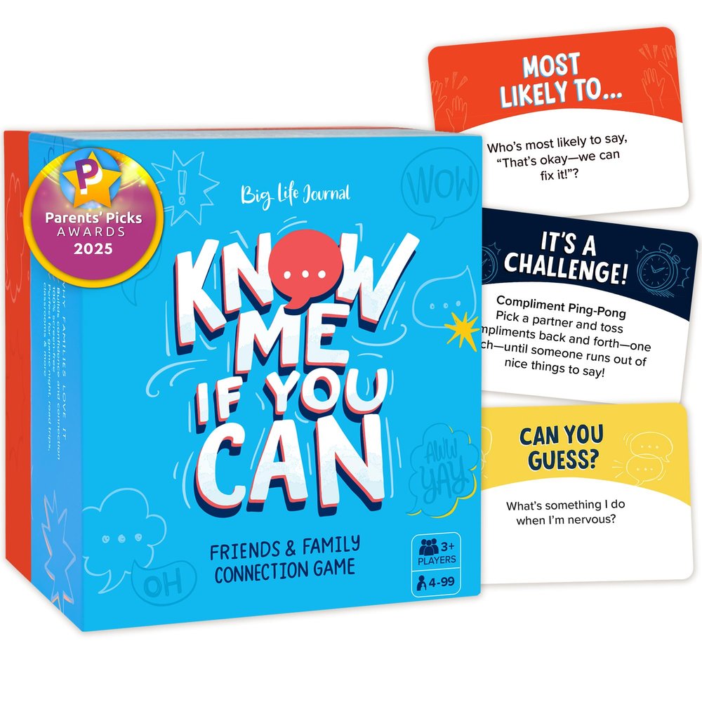 Big Life Journal - Know Me If You Can Connection Game, Fun Family Game for Kids, Teens & Adults, 160 Cards to Spark Conversation, Gratitude, Build Emotional Intelligence & Create Lasting Memories