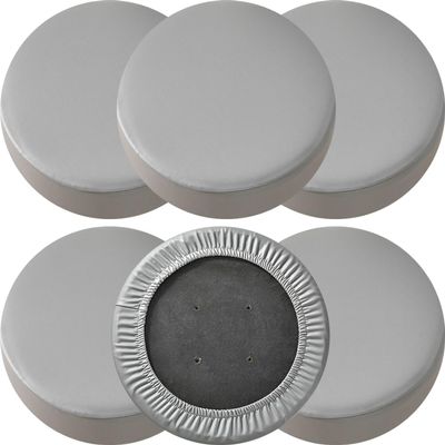 2/4/6 Pack Waterproof Round Bar Stool Covers, Stretch PU Leather Seat Cushion Slipcovers for Home, Office, Restaurant  Durable & Easy Clean(Gray,6pcs)