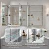 WELLFOR 52" x 30" Rectangle Medicine Cabinet Mirror, Surface Mount or Recessed Medicine Cabinet with Tempered Mirror, Anodized Chrome Aluminum Frame, Bathroom Mirror with Storage view 4