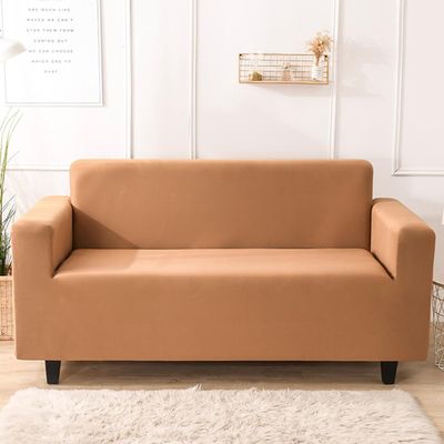 KAIJIE Stretch Sofa Slipcover 2-Person seat Sofa Cover Furniture Protector Couch Soft with Elastic Bottom for Kids Pets Dogs Friendly Slipcovers ProtectorOrange Yellow