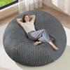 4FT Bean Bag Chairs Teardrop Bean Bag Chairs for Adults Beanbag Chair with Memory Foam Filled Soft Plush Leaf alongside Stripe Faux Fur Washable Cover for Dorm, Bedroom(Plush DGY) view 1