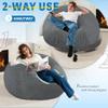 4FT Bean Bag Chairs Teardrop Bean Bag Chairs for Adults Beanbag Chair with Memory Foam Filled Soft Plush Leaf alongside Stripe Faux Fur Washable Cover for Dorm, Bedroom(Plush DGY) view 4